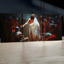 3pcs Retro Religious Jesus And Roman Soldier Wall Arts Canvas Posters, High-Definition Printing Optional Frame, Living Room, Bedroom, Office, Cafe, Gym - Classic Gothic Style Home Decoration, Perfect Gift - Multicolor - View 6