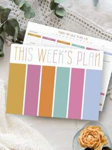 1 pieza Calendario semanal A4, Lista de tareas de fin de semana, Cuaderno planificador diario y semanal, Libreta de lista de tareas pendientes, Adecuado para trabajo y estudio, 52 páginas, Útiles escolares de vuelta al cole