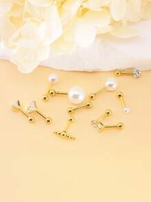 1pc Fashionable Ball Decor Stud Earring For Women For Daily Decoration - Yellow Gold - View 10