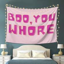 2026-Personalized Tapestry Wall Hanging-Funny Quote Tapestry - "BOO, YOU WERE" Pink Motivational Wall Hanging For Living Room, Bedroom, Office, Dorm Decor - Perfect Gift For Birthdays, Holidays, And Parties - Polyester Material, Lightweight & Soft, Party Backdrop |   Playful Typography |   Soft Texture Fabri - 40*60英寸 - 查看 4