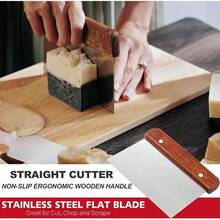 Rectangular Soap Mold Kit With Cutter- 42oz Flexible Silicone Loaf Soap Mold With Wood Box, Stainless Steel Wavy & Straight Scraper For Homemade Craft Soap Making Supplies