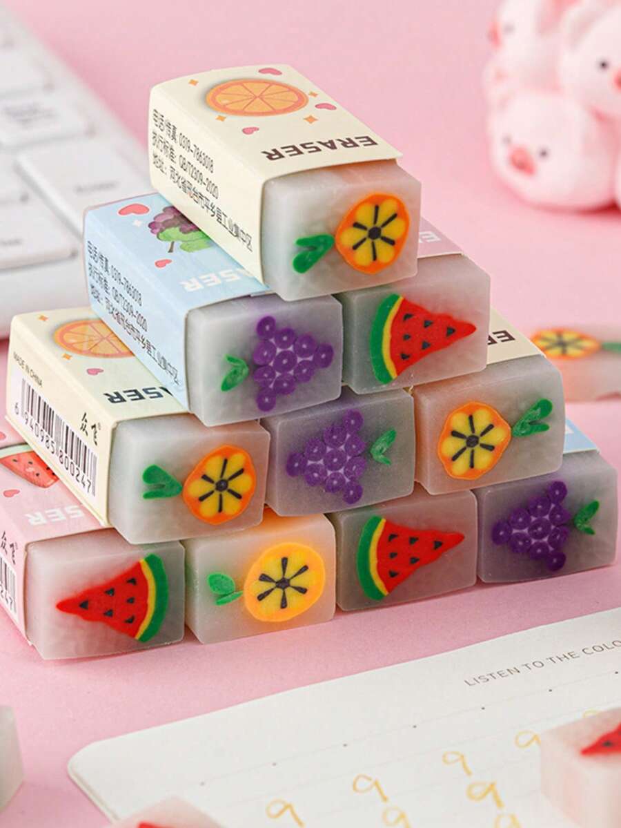 1/3/5/10Pcs Cute And Creative Fruit Shaped Erasers, Fun Food Pencil ...