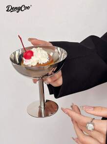 1 Silver Stainless Steel Dessert Cup/Bowl, Tray, Candle Holder, Snack Bow, LAlso Suitable For Serving Fruits And Snacks.