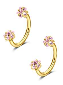AVYRING 2 件不锈钢锆石马蹄形穿孔鼻耳肚脐环女式耳骨耳钉耳环耳甲穿孔饰品 - 彩色 - 查看 25