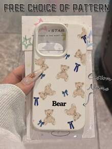 1pc Customized Phone Case With Personalized Text, Cute & Fashionable Bow & Teddy Bear Design, Compatible With Samsung Galaxy S23 Ultra/S24 Ultra/A54, Redmi Note 13 Pro Plus/Redmi 9A/10C, 17 Pro Max/6 Pro Max/15 Pro/14 Plus/13 Pro/12 Pro Max/11/Xs Max, Anti-Fall, Anti-Fingerprint, Durable, Elegant, High-Quality, Best Gift For Friends, Parents, Boyfriend, Girlfriend