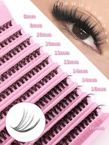 200pcs/400pcs Cluster Mink Eyelashes, 8mm-16mm D Curl Thick Lash Extension DIY Make-Up Tool To Create Natural & Dramatic Look Lash Clusters, Eyelash Clusters, Individual Eyelashes, Lashes, Fake Lashes - D - View 2