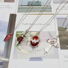 5pcs Y2K Vintage Gothic Punk Rock Style Bat, Gemstone, Bat Cross, Coffin, Arrow Through Heart, Red Heart, Star Pendant Necklace Set, Stainless Steel Chain, Ins Hipster Bohemian Love Lock Charm Necklaces