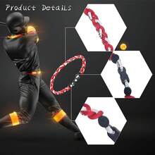 6 collares de béisbol de 18 pulgadas, 3 cuerdas trenzadas, collar de tornado, collar deportivo, collares de béisbol de titanio para fanáticos del deporte - Estilo B - Ver 3