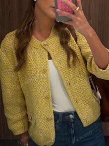 Große Größen Damen Lässiger Langarm Einzelknopf Strickjacke, modische vielseitige große Muschel Knopf Langarm Strickjacke, Herbst/Winter Damenbekleidung Material, Weiß/Blau Strick/Rundhals Pullover/Langarm/Rückkehr zur Schule/Einfarbig/Halloween/Schuloutfit//Basic/Süß/, Damen Rückkehr zur Schule Mode, geeignet für Herbst/Winter Pendeln, Freunde, Boho Damen Lässige Knopf Strickjacke, Blumen Strickjacke Herbst Damenbekleidung, Strickpullover