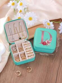 1 件花卉首字母首饰盒、A-Z PU 皮革白色便携式旅行首饰盒、蓝色首饰收纳盒、黑色迷你便携式拉链首饰盒、项链、戒指吊坠、手链、耳环收纳盒、首饰包装盒，适用于母亲的礼物、结婚礼物、伴娘礼物、周年纪念礼物、圣诞礼物和女朋友的精品礼物。 - 彩色 - 查看 43