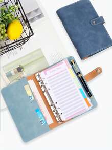 A6 Soft PU Leather Snap Closure Loose-Leaf Binder With Cash Envelope Pocket, Personal Finance Budget Planner, Refillable Cash Wallet For Traveling, Daily Savings Notebook, Household Account Book,Back To School,School Supplies