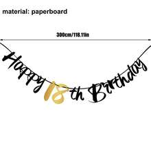 2件装黑色和金色16/18/21/30/40/50/60/70/80岁生日旗帜挂饰，周年纪念庆祝横幅，快乐派对用品 - 彩色 - 查看 6
