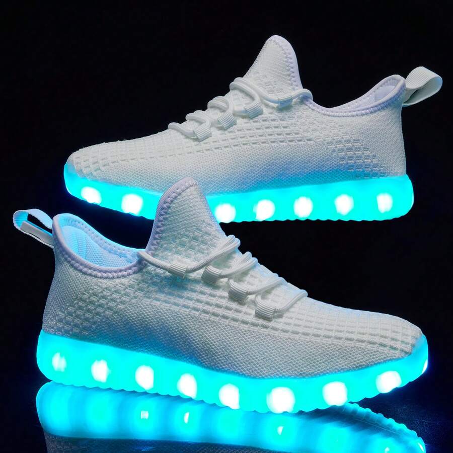 Unisex Adult LED Light Up Sneakers: USB Charging, Mesh Upper - Glowing For Halloween & Dancing - trắng - Xem 1