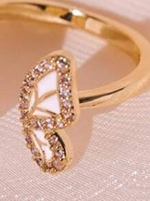 1 Podwójny pierścionek z motylem, wzór niszy, pierścionek na palec wskazujący Premium Sense, modny, spersonalizowany, otwarty pierścionek