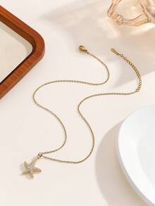 1pc Fashion New Ins Style Sea Star Pendant Necklace Exquisite Jewelry For Women And Girls - Gold - View 3