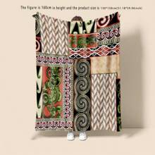 新西兰毛利风格波利尼西亚骄傲单面印花法兰绒盖毯，超柔软，温暖舒适，适合所有季节，披肩，床罩，100％涤纶，3种尺寸可选，非常适合沙发，床，瑜伽，露营，汽车，办公室午睡或户外活动，绝佳的礼物选择