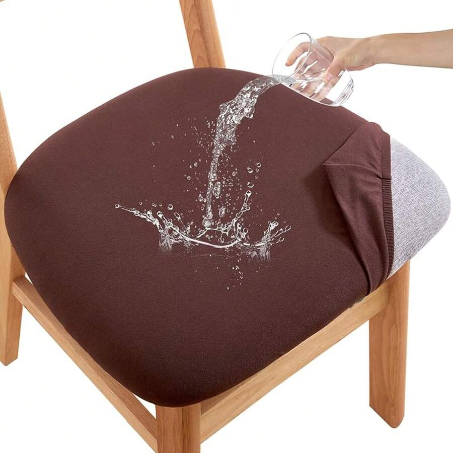 Stretch Non-Slip Soft Washable Dining Chair Covers Set Of 4, Yellow Cushion Slipcovers Kitchen And Dining Room Chairs - 11 - View 1