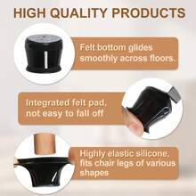 4/8/12/16/24pcs Round-Chair Leg Floor Protectors - Against Scratches Chair Covers, Smooth Gliding - Durable Silicone Construction , Soft Felt Pads For Gentle Floor Contact Furniture Sliders,Protect The Floor And Table And Chair Legs