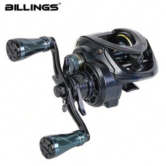 BILLINGS Carrete de pesca de casting, ligero, relación de engranajes de alta velocidad 7.2:1, diseño compacto, con sistema de frenado magnético, carrete de metal, arrastre máximo de 6 kg, para pesca de agua dulce y salada