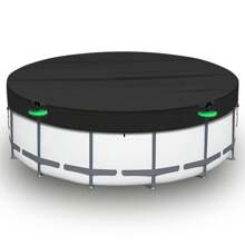 Cubierta de piscina de 8 pies, cubierta circular para piscinas elevadas, resistente al agua Oxford 420D, perfecta para mantener la piscina limpia