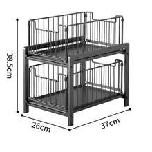 Under Cabinet Organizer Kitchen Cabinet With 2 Levels Kitchen Shelf Worktop Metal Undersink For Kitchen Bathroom - màu đen - Xem 5