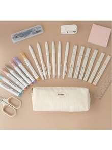 1 peça, estilo simples e versátil, material de veludo cotelê, toque macio, fecho de zíper seguro para uso, adequado para uso diário de estudantes e trabalhadores de escritório, usado para armazenamento de artigos de papelaria de estudo ou escritório, também pode ser usado como carteira de moedas, bolsa de caneta de veludo cotelê