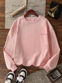 Sudadera casual de mujer con estampado floral y cuello redondo, de moda y versátil, adecuada para otoño/invierno