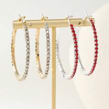 Korean Minimalist Niche Design Light Luxury Earrings New-Studded C-Shaped Fashion Hoop Earrings    Earrings Women