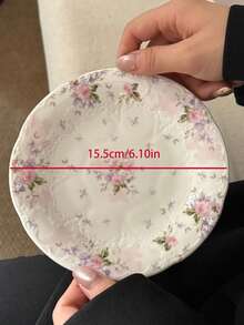 1pc Pink Rose Ceramic Coffee Cup & Saucer Set, French Romantic Floral Relief Teacup & Plate Set, Floral Western Dessert Plate, Home Decor Serving Dish, Suitable For Restaurant, Garden Afternoon Tea, Cafe, Candlelight Dinner, Housewarming, Holiday Gift, Couple Date Tableware - Multicolor - View 16