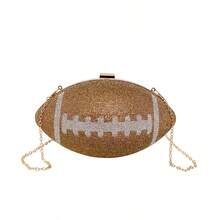 Rugby Chain Women's Bag With Diamond-Encrusted Craft Party Banquet Bag Exquisite Clutch Bag Can Be Carried Across One Shoulder - 金色 - 查看 1