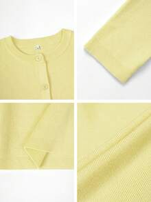 Live To Mo Fspring Break Outfits Butter Yellow Cardigan With Long Sleeves And Buttons, Casual Y2K Style. Perfect For Valentine's Day, Going Out Tops Women And Daily Wear. - Yellow - View 11