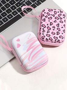 1 件 EVA 时尚可爱花卉印花手持数码配件收纳包适用于电缆耳机充电器和其他数码配件便携式保护套豹纹猎豹印花充电器保护套移动电源手机充电器数码相机配件 - 彩色 - 查看 5