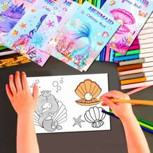 Livro de colorir DIY com tema de sereia para crianças, livro de atividades de desenho e rabiscos divertido e criativo com cenas subaquáticas mágicas, ideal para rabiscar, esboçar e aprender sobre criaturas marinhas, ótimo para amantes de sereias e jovens artistas aspirantes