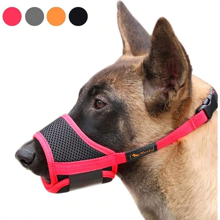 HEELE Dog Muzzle,Soft Nylon Muzzle Anti Biting Barking Chewing,Air Mesh Breathable Drinkable Adjustable Loop Pets Muzzle For Small Medium Large Dogs 4 Colors 4 Sizes (Black, L)