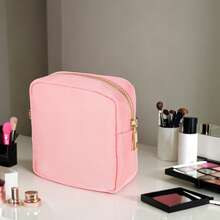 1 Pc Women Waterproof Makeup Bag For Business Travel Vacation Camping Beige - 粉色 - 查看 6