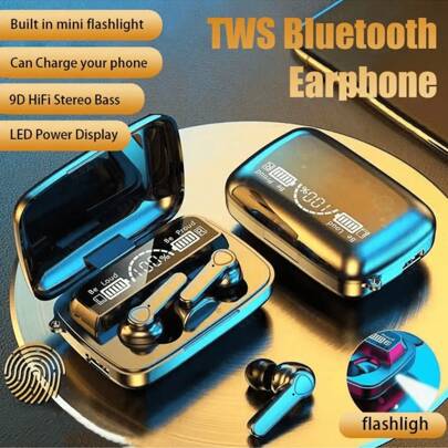 M19 Headset TWS Earphone Intelligente Touch Control Wireless Bluetooth-Compatible Headphones Waterproof LED Display With Mic