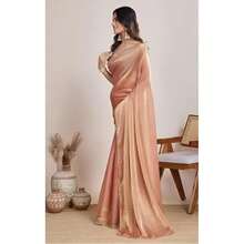 Estationeryhouse Designer Shiny Two Tone Soft Tissue Silk Saree With Antique Embroidered Border, Blouse Piece Included(Dusty Pink) - Dusty Pink - View 2