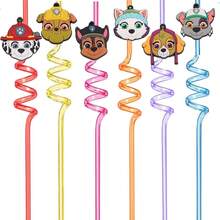 1/6Pcs Paw Patrol Anime Party Straw Birthday Party Cartoon Decoration Gift Baby Party Gifts