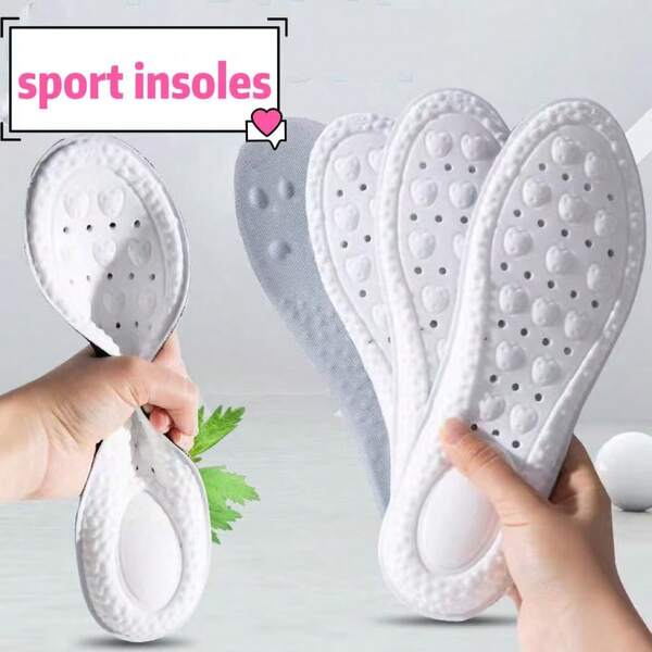 1 Pair Solid Color Outdoor Sports PU (Polyurethane) Insoles, Breathable, Comfortable, Moisture-Wicking, Suitable For Outdoor, Vacation, Gym All Year Round