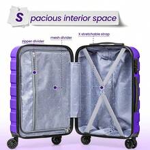 Luggage 3 Piece Suitcase 20+24+28 Inch PC+ABS Hardside Double Spinner Wheels TSA Lock Carry On Luggage Travel Suitcase Suitcases Suit Case Durable Travel Luggage Suitcase Set Luggage Set Carry On,Vacation,Party,Personalized Gifts-Violet - 紫羅蘭色 - 查看 3