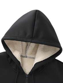 1 Conjunto Terno Esportivo com Forro de Fleece com Capuz para Homens, Outono/Inverno, Conjunto de 2 Peças À Prova de Vento para Ciclismo, Caminhada, Pesca ao Ar Livre