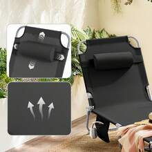 SoBuy OGS35x2 Set Of 2 Garden Loungers With Bag And Pillow, Airy Folding Sun Lounger For Gardens, Courtyards, Beaches, Balconies, 120 Kg Load Capacity, Two Chairs, W X H X D Approx. 191 X 19 X 56 Cm - Black - View 5