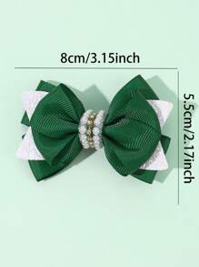 2 Stücke grüne Haarschleifen-Clips für Mädchen mit Perlen-Dekor, Stoff-Haarspangen, modische Haraccessoires für den Alltag