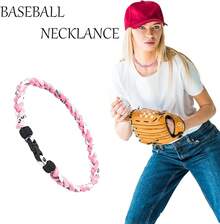 6 collares de béisbol de 18 pulgadas, 3 cuerdas trenzadas, collar de tornado, collar deportivo, collares de béisbol de titanio para fanáticos del deporte - Estilo A - Ver 10