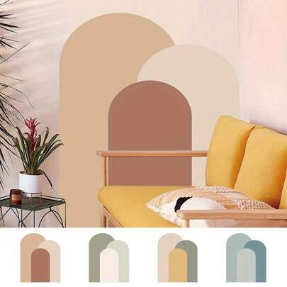 波西米亚风几何拱形墙贴 - 可移除 PVC 贴纸，适用于客厅、卧室和浴室装饰 | 易撕易贴，无残留粘合剂 | 39 英寸 X 32 英寸 | 非常适合玻璃、瓷砖和光滑表面墙面装饰墙贴墙贴贴纸