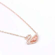 SWAROVSKI SWAN Pink Elegant Swan Necklace, Collarbones Chain, Mother's Day Gift, Christmas Gift, Girlfriend Gift, Birthday Gift, Fashion Necklace For Women - Pink - View 5