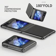 Hadaasi 1pc Luxury Electroplated Folding Slim Hard PC Protective Case, Shockproof Anti-Scratch Anti-Fingerprint Clear Full Body Cover Compatible With Samsung Galaxy Z Flip 6/Z Flip 5/Z Flip 4/Z Flip 3/Z Fold 6/Z Fold 5/Z Fold 4/Z Fold 3/Z Fold 2, Suitable For Boys, Girls, Couples - Multicolor - View 10