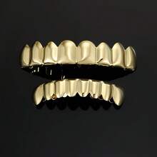 A Set Of Halloween Hip-Hop Braces With Eight Upper And Eight Lower Teeth, Simple Glossy Design, Men's Style - Súng đen - Xem 3