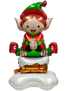 1 quả bóng bay Giáng sinh, Ông già Noel đứng cỡ lớn, Yêu tinh Giáng sinh, Nơ, Kẹo, Nạng, Gấu nhỏ, Nai sừng tấm, Đồ trang trí ngày lễ, Bối cảnh tiệc, Sinh nhật màu đỏ và xanh lá cây - Bóng bay Giáng sinh - Xem 11