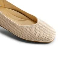Women Machine Washable Flats Commute Arch Support Knit Flats Comfortable Office Work Shoes - Màu be - Xem 5